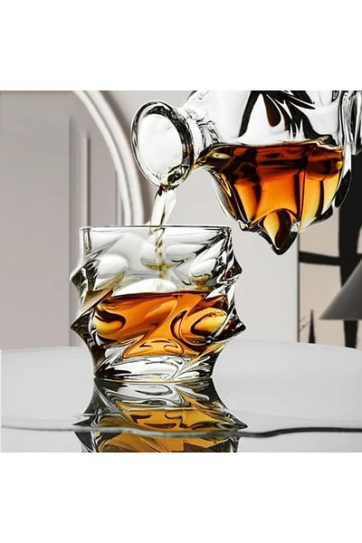 OEM Whisky Pahar, Starlight Wave, 330 ml, din sticla, 9,5 cm h, 7,5 cm l, 9 cm adancime