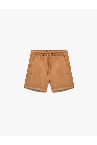 Koton Viscose Shorts with Belted Waist and Pocket Detail