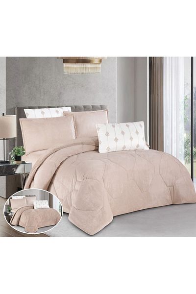 HOURS Horse Fur Winter Double-Sided Comforter Set with Durable and Soft Fabric and Heavy Filling, 6 Pieces, King Size