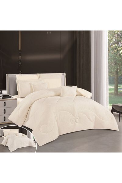 HOURS Horse Fur and Velvet Winter Double-Sided Comforter Set with Durable and Soft Fabric and Heavy Filling, 8 Pieces, King Size
