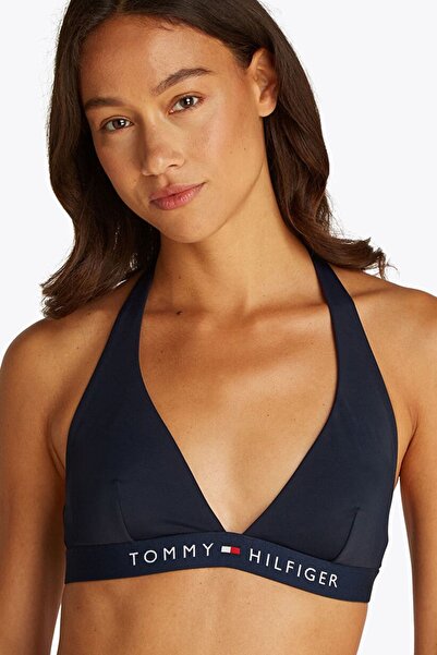 Tommy Hilfiger Kadın Th Halterneck Bikini Üstü - Lacivert