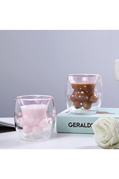 OEM Kitty Paw glass, double-walled, transparent, dimensions: 7.5 x 10.3 x 9.4 cm