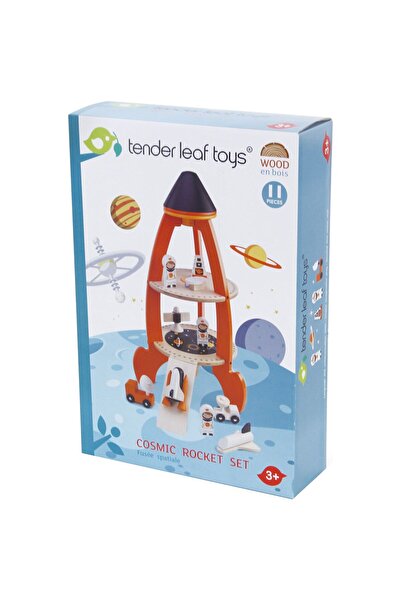 Tender Leaf Toys Racheta cu astronauti, din lemn premium - Cosmic rocket - 11...
