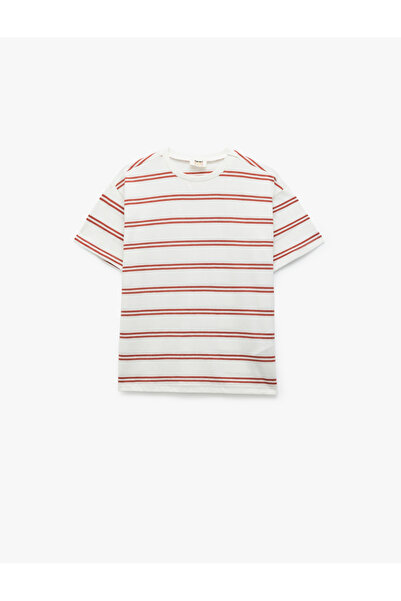 Koton Tricou oversize cu mânecă scurtă, cu decolteu, din bumbac, în dungi