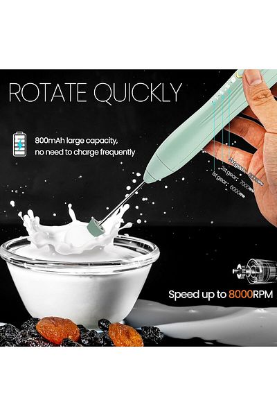 COOYA Handheld Milk Frother, USB-C Rechargeable, 3 Speeds Adjustable, for Latte, Cappuccino, Hot Chocolate