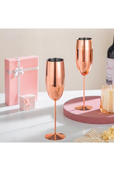 OEM Champagne glass, stainless steel, Rose Gold, 25.5 x 6.5 x 5 cm, 280 ml