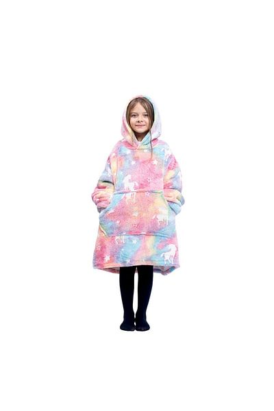 OEM Blanket with sleeves, Unicorn, Sweatshirt type, phosphorescent, elastic cuff, Flannel & Polar, 75 cm