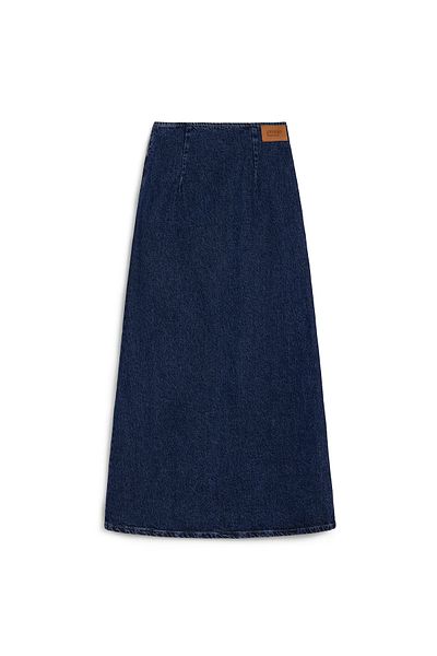 praye Cross Cut Denim Skirt Blue