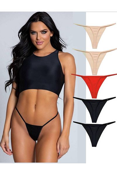 apak Ap&Ak Women's Black 5 Pack Pretty Ip Thong