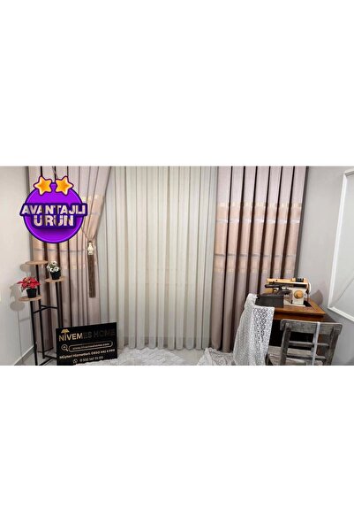 NİVEMESHOME Nivemeshome Smoke Color 1/3 Cortina de tul strâns plisată - Spear...