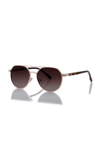 Lee Cooper Polarized Sunglasses Gold Frame Gradient Brown Mirror Lens 56mm - LC1206C01