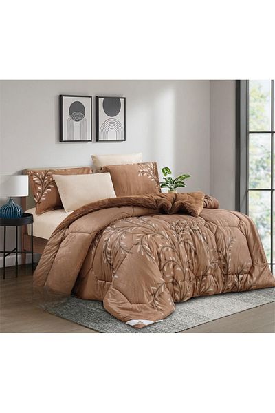HOURS Horse Fur Winter Double-Sided Comforter Set with Durable and Soft Fabric and Heavy Filling, 6 Pieces, King Size