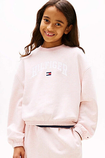 Tommy Hilfiger Kız Çocuk Th Varsity Sweatshirt - Pudra