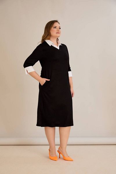 wearon tekstil Women's Crystal Fabric Shirt Collar Plus Size Dress