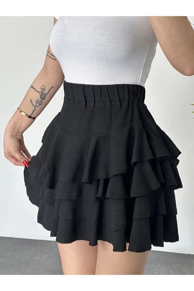 IŞILDA FASHION Women's Clothing Layered Mini Skirt