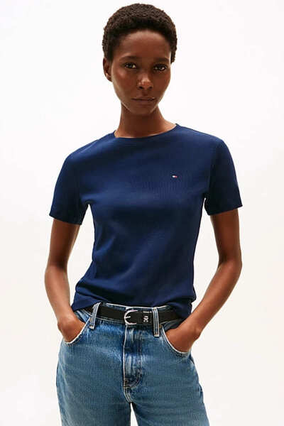 Tommy Hilfiger Kadın Th Slim Crew Neck T-Shirt - Lacivert
