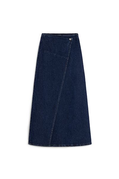 praye Cross Cut Denim Skirt Blue