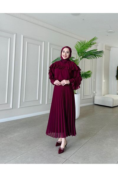 Hare Butik Merly Chiffon Tunic with Tie at the Collar