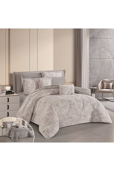HOURS Horse Fur and Velvet Winter Double-Sided Comforter Set with Durable and Soft Fabric and Heavy Filling, 8 Pieces, King Size