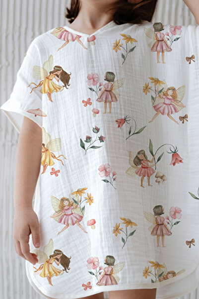 Tuğba Kuğu 4 Layer Muslin Poncho - Dancing Fairies