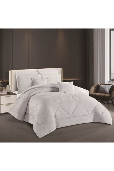 HOURS Horse Fur and Velvet Winter Double-Sided Comforter Set with Durable and Soft Fabric and Heavy Filling, 8 Pieces, King Size