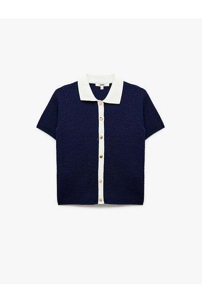 Koton Color Contrast Buttoned Short Sleeve Polo Neck Knitwear T-Shirt