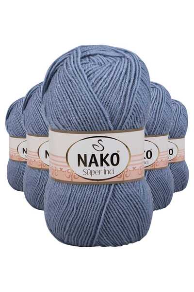 Marsilyan 5 قطع من خيوط الحياكة اليدوية سوبر بيرل 100 جرام دينم أزرق 1986