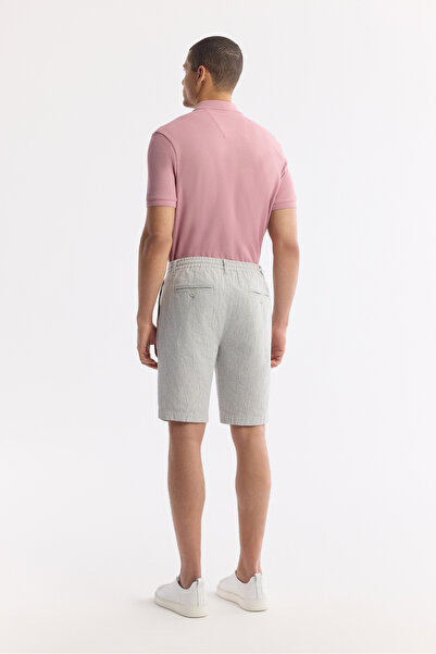 Avva Erkek Gri Beli Lastikli Keten Karışımlı Relaxed Fit Şort B003731