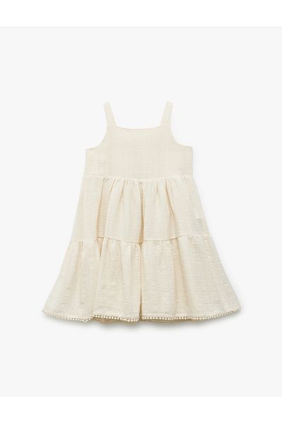 Koton Gimped Cotton Pleated Strap Dress