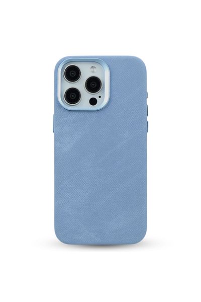 megaMobile Husă megaMOBILE® DENIM pentru iPhone 16 Pro Max, albastru deschis