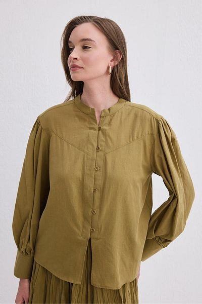 KADRİYE BAŞTÜRK Πουκάμισο Reni Voile Olive Green
