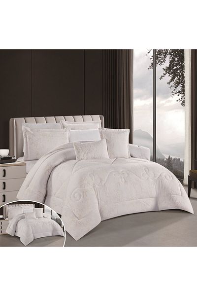 HOURS Horse Fur and Velvet Winter Double-Sided Comforter Set with Durable and Soft Fabric and Heavy Filling, 8 Pieces, King Size
