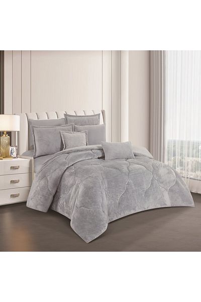 HOURS Horse Fur and Velvet Winter Double-Sided Comforter Set with Durable and Soft Fabric and Heavy Filling, 8 Pieces, King Size
