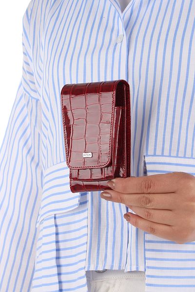 Zenga 903_R 100% Genuine Leather Cigarette Holder Croco Burgundy