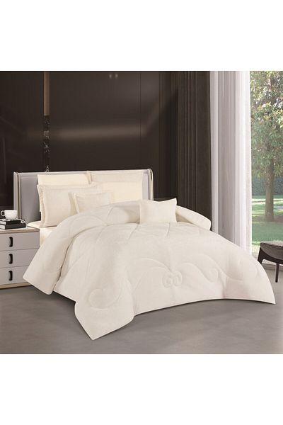 HOURS Horse Fur and Velvet Winter Double-Sided Comforter Set with Durable and Soft Fabric and Heavy Filling, 8 Pieces, King Size
