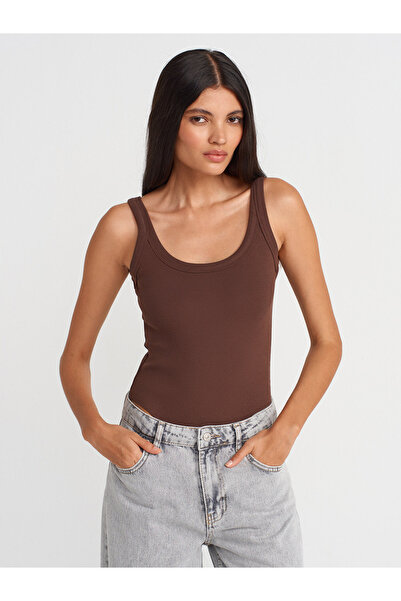 Dilvin 21053 Fitilli Body-Açık Kahve