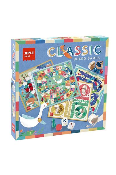 Apli Kids Joc clasic societate, 4 in 1, Joc gaste, Ludo, 4 in 1, Scari sus-jos, 2-4 jucatori, +5 ani
