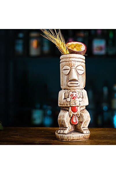 OEM Pahar pentru cocktail, Tiki Samif, din ceramica, multicolor, 450 ml, 22 x 8.5 x 6.5 cm