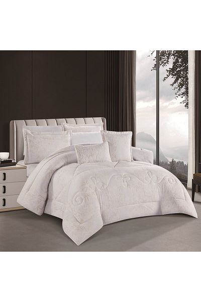 HOURS Horse Fur and Velvet Winter Double-Sided Comforter Set with Durable and Soft Fabric and Heavy Filling, 8 Pieces, King Size