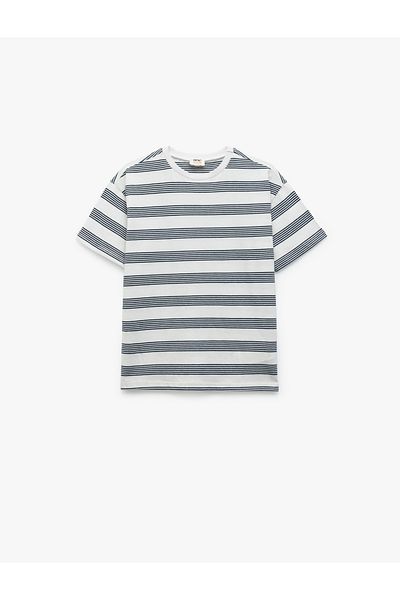 Koton Cotton Short Sleeve Crew Neck Striped Oversize T-Shirt