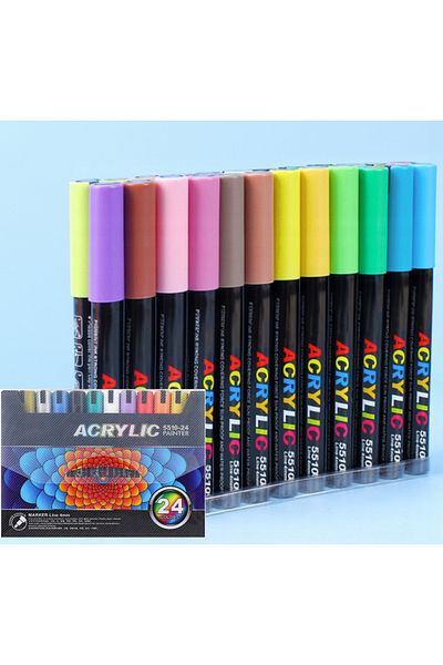 zola Set 24 markere acrilice,varf 0.4 mm,rezistente la apa,pentru diverse suprafete,uscare rapida