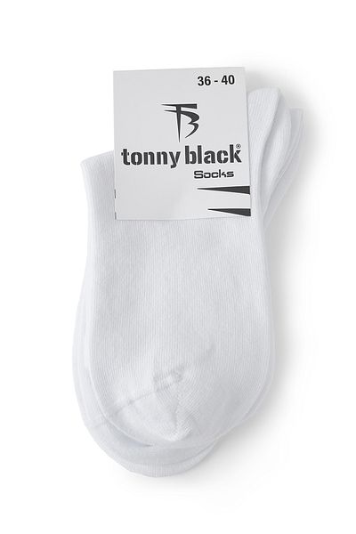 Tonny Black Unisex Λευκές 2 Ζεύγη απλές βαμβακερές κολεγιακές κάλτσες