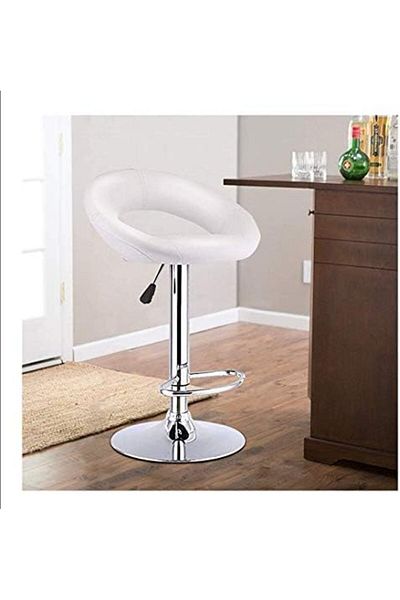 MAPLE HOME DECORATION Power Pu Adjustable Height Bar Stool Swivel Hydraulic Bar Chair With Backrest 360° Upholstered Seat