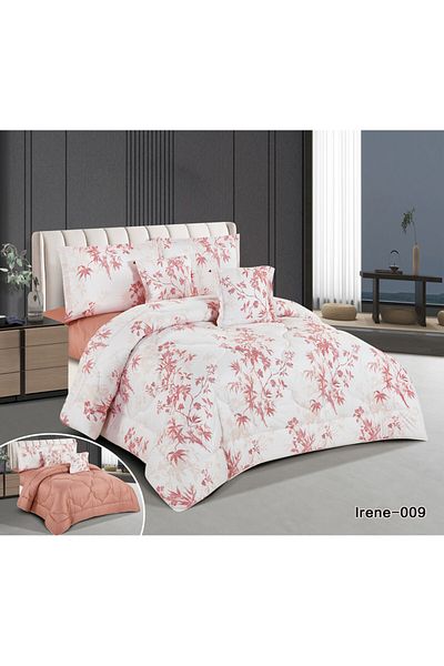 HOURS Horse 6-Piece Double-Sided Floral Silk Comforter Set, King Size