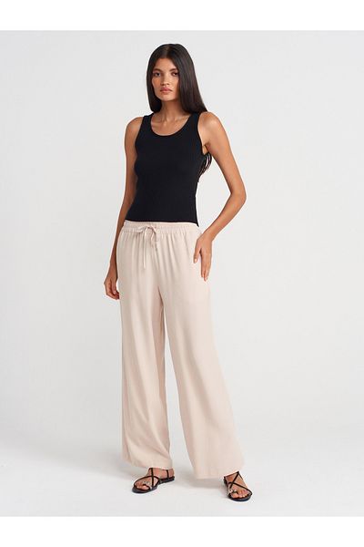 Dilvin 71623 Wide Leg Trousers-Beige