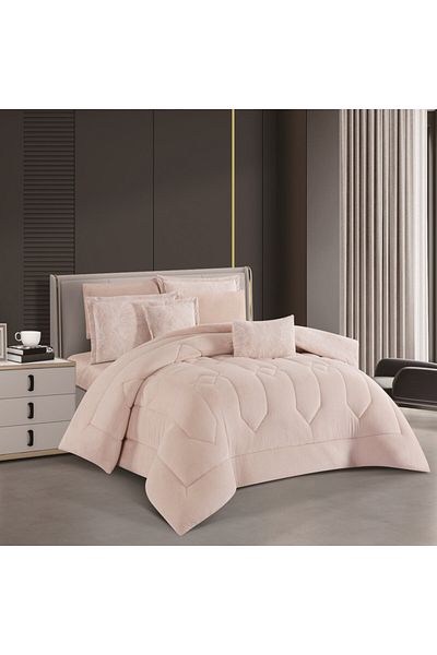 HOURS Horse Fur and Velvet Winter Double-Sided Comforter Set with Durable and Soft Fabric and Heavy Filling, 8 Pieces, King Size