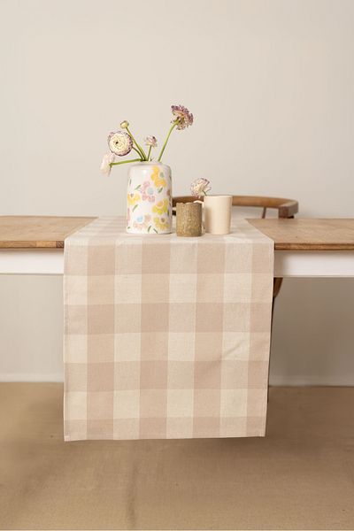 Wellstil Σόρα |   Λευκά είδη Gingham Beige Runner 40 X 150 εκ