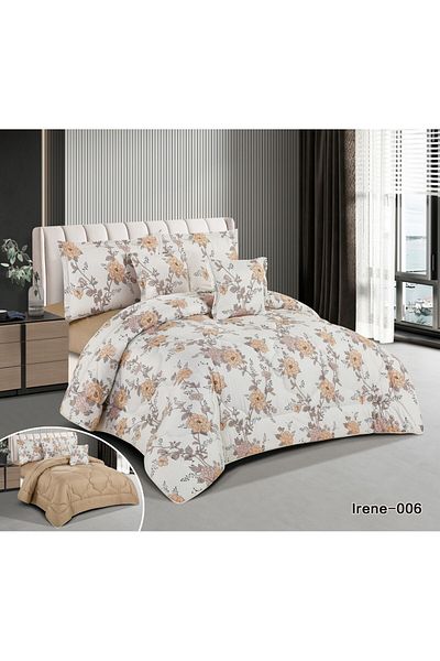 HOURS Horse 6-Piece Double-Sided Floral Silk Comforter Set, King Size