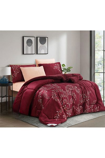 HOURS Horse Fur Winter Double-Sided Comforter Set with Durable and Soft Fabric and Heavy Filling, 6 Pieces, King Size