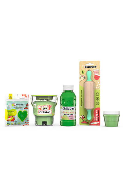 ChildGen Doğal Hamur-kum-boya Renk Seti - Yeşil